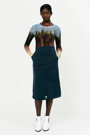Work Skirt in Midnight Blue-Skirt-Raquel Allegra-Debs Boutique